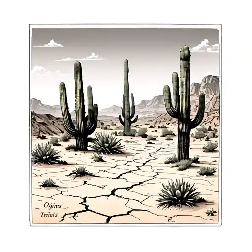 Full Sleeve Tattoo StoryboardShoulder / Upper Arm (Origins & Trials)• Desert Scene: A cracked desert floor, cactus or  tattoo design idea