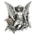 angel with grenade tattoo design idea