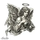 angel with grenade tattoo design idea