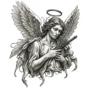 angel with grenade tattoo design idea