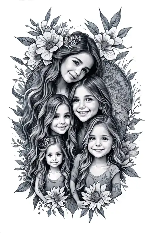 Sobriety family daughters tattoo design idea