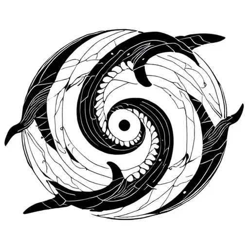 shark and dolphin yin yang tattoo design idea