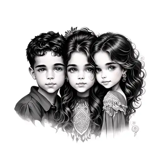 1 boy 3 girl sibling tattoo tattoo design idea