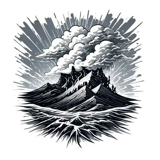 rainstorm and sun rays with clouds tattoo design idea