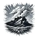 rainstorm and sun rays with clouds tattoo design idea