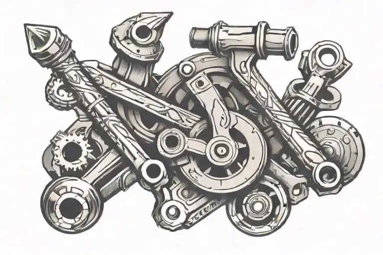 Hardware tools intertwined tattoo design idea