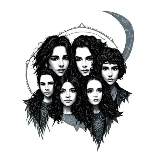 justin, gemini, family of 5 tattoo design idea