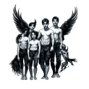 justin, gemini, family of 5 tattoo design idea