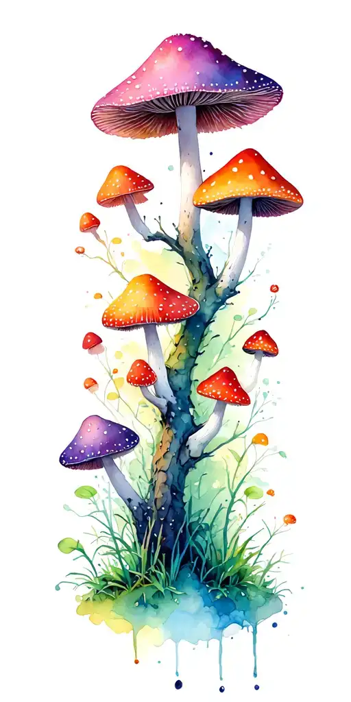 Mushroom forest tattoo design idea