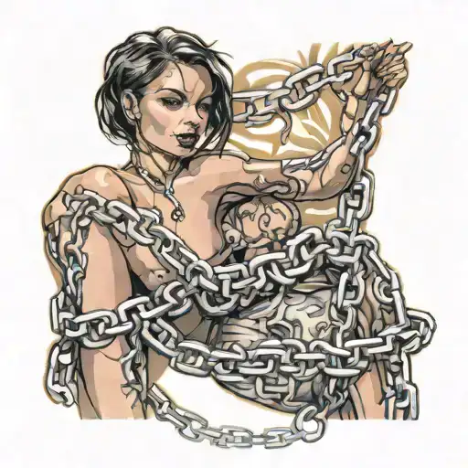 female submissive slave chained tattoo design idea