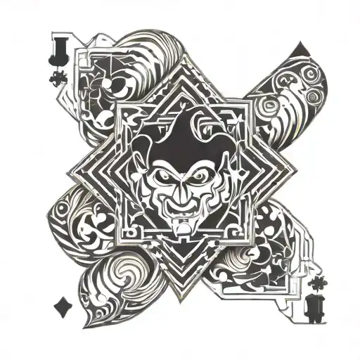 joker cards logo with color tattoo design idea