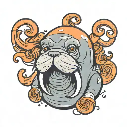 walrus cartoon tattoo design idea