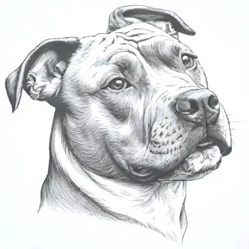  staffy  and white tattoo design idea
