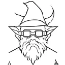 Wizard in welding goggles casting fire tattoo design idea