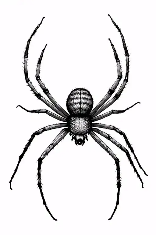 Realistic Spider PNG Image Black and white design for tattoo (with long forward legs) is for the abdomen tattoo design idea