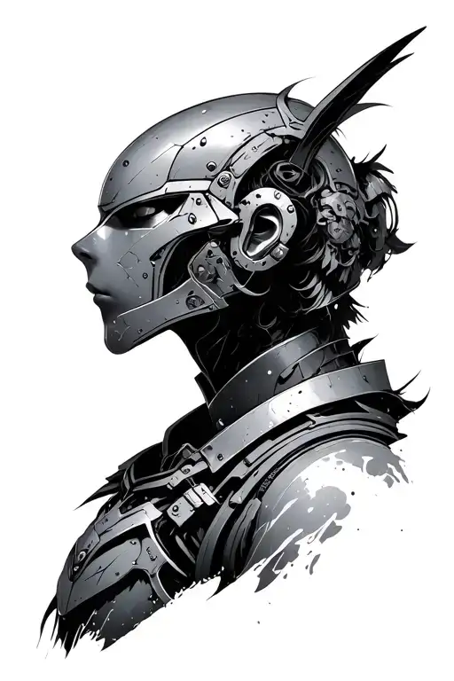 Armour In Cyberpunk Japanese mixture tattoo design idea