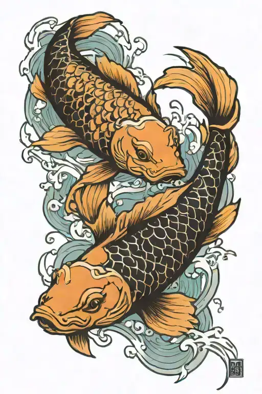 Yin Yang Koi Fish jumping tattoo design idea