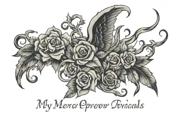 The quote " my mercy prevails over my wrath" tattoo design idea