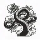serpent wrapped around an apple tree and being choked by a hand coming down from the clouds tattoo design idea