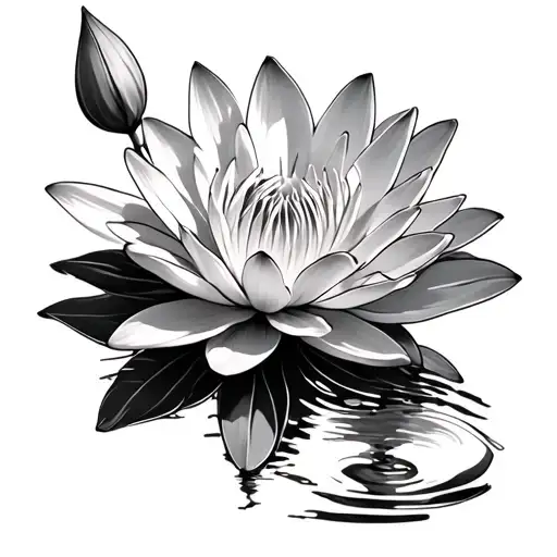 water lily and cosmo flower with 7/27/07      10/02/08 tattoo design idea
