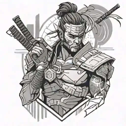 cyberpunk 2077, samurai tattoo design idea