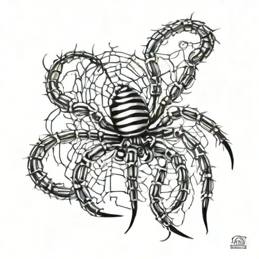 spiders and scolopendra tattoo design idea