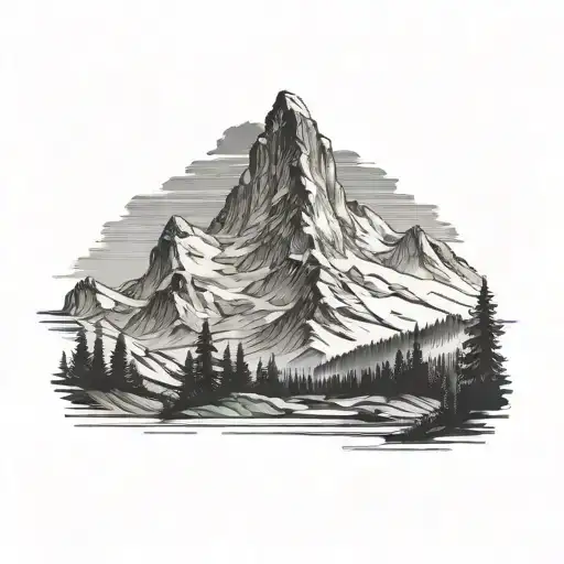 matterhorn scene tattoo design idea