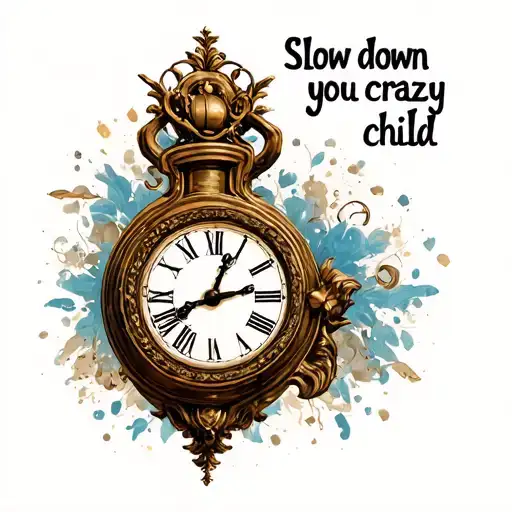 "Slow down you crazy child " Vienna clock face tattoo design idea