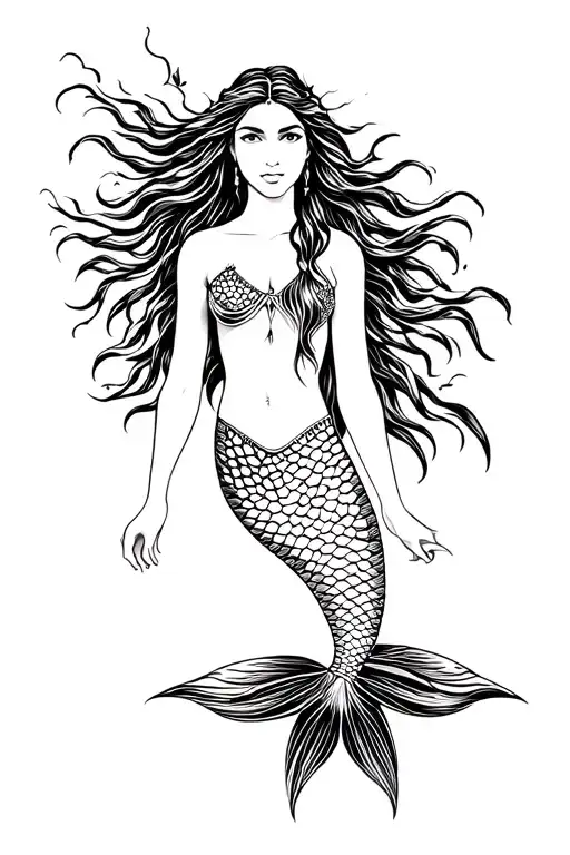 mermaid pocahontas tattoo design idea
