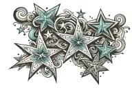 stars representing the client's daughters name written tattoo design idea