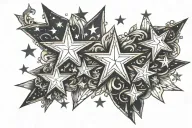 stars representing the client's daughters name written tattoo design idea