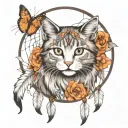 dream catcher with a cat spirit animal tattoo design idea