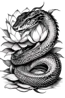 snake and lotus tattoo design idea