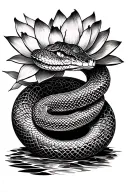 snake and lotus tattoo design idea