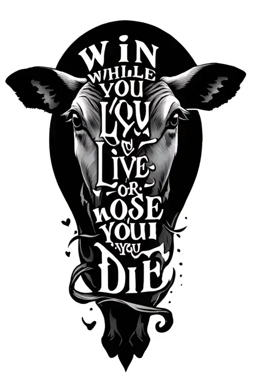 A tatoo of "win while you live or lose when you die" for the calf tattoo design idea