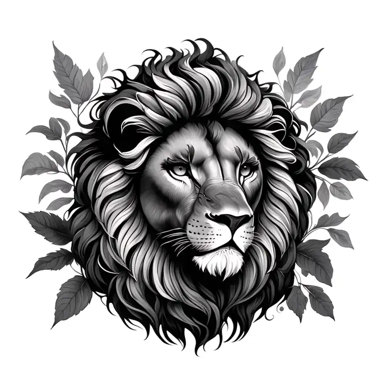 dhalia lion Leo zodiac sign cherry tattoo design idea