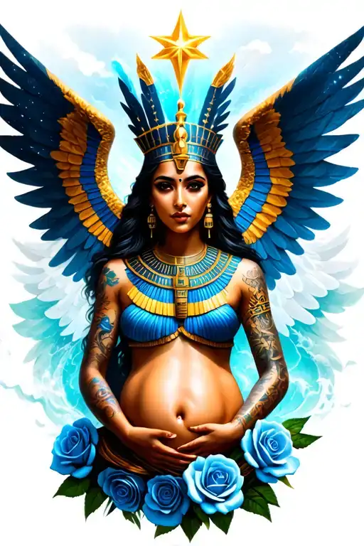 pharaoh, Goddess, Warrior with tattoos, Angel, Energy, Star, Galaxy, Love, Sex, Dez Eagle 9, pregnant, blue roses, ocean tattoo design idea