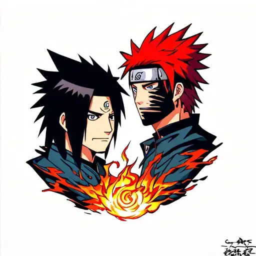 Naruto and sasuke curse mark tattoo design idea