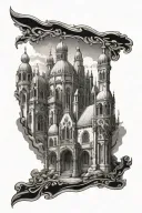 religious architecture from medieval times tattoo design idea