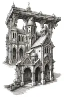 religious architecture from medieval times tattoo design idea