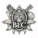 queen of spades symbol with text 'BBC Sissy' tattoo design idea