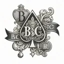 queen of spades symbol with text 'BBC Sissy' tattoo design idea
