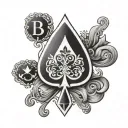 queen of spades symbol with text 'BBC Sissy' tattoo design idea