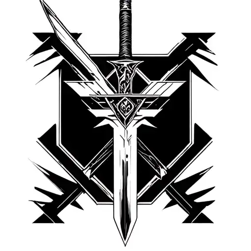 final fantasy 7 buster sword with the meteor logo behind it  tattoo design idea