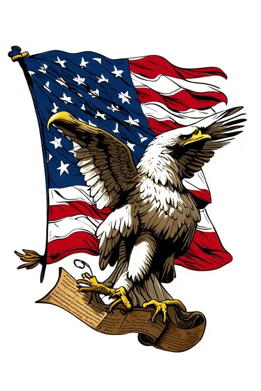 1776 declaration liberty eagle Original 13 colinies flag and the current flag tattoo design idea