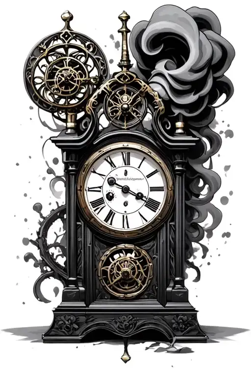 gothic and steam punk clock tattoo design idea