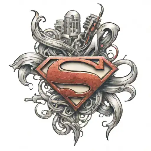 An artistic interpretation of Superman's logo intertwined with flying penises tattoo design idea