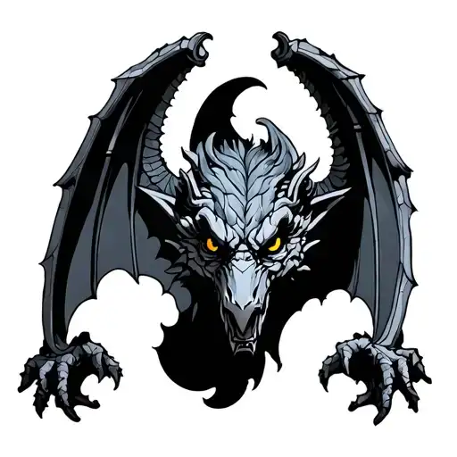 stain glass window gothic gargoyle tattoo design idea