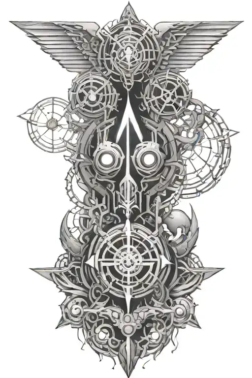 black cyber sigilism tattoo design idea