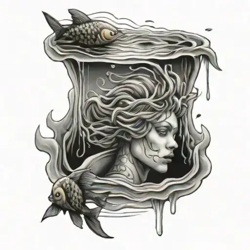 where is my mind, way out in the water, see it swimming tattoo design idea